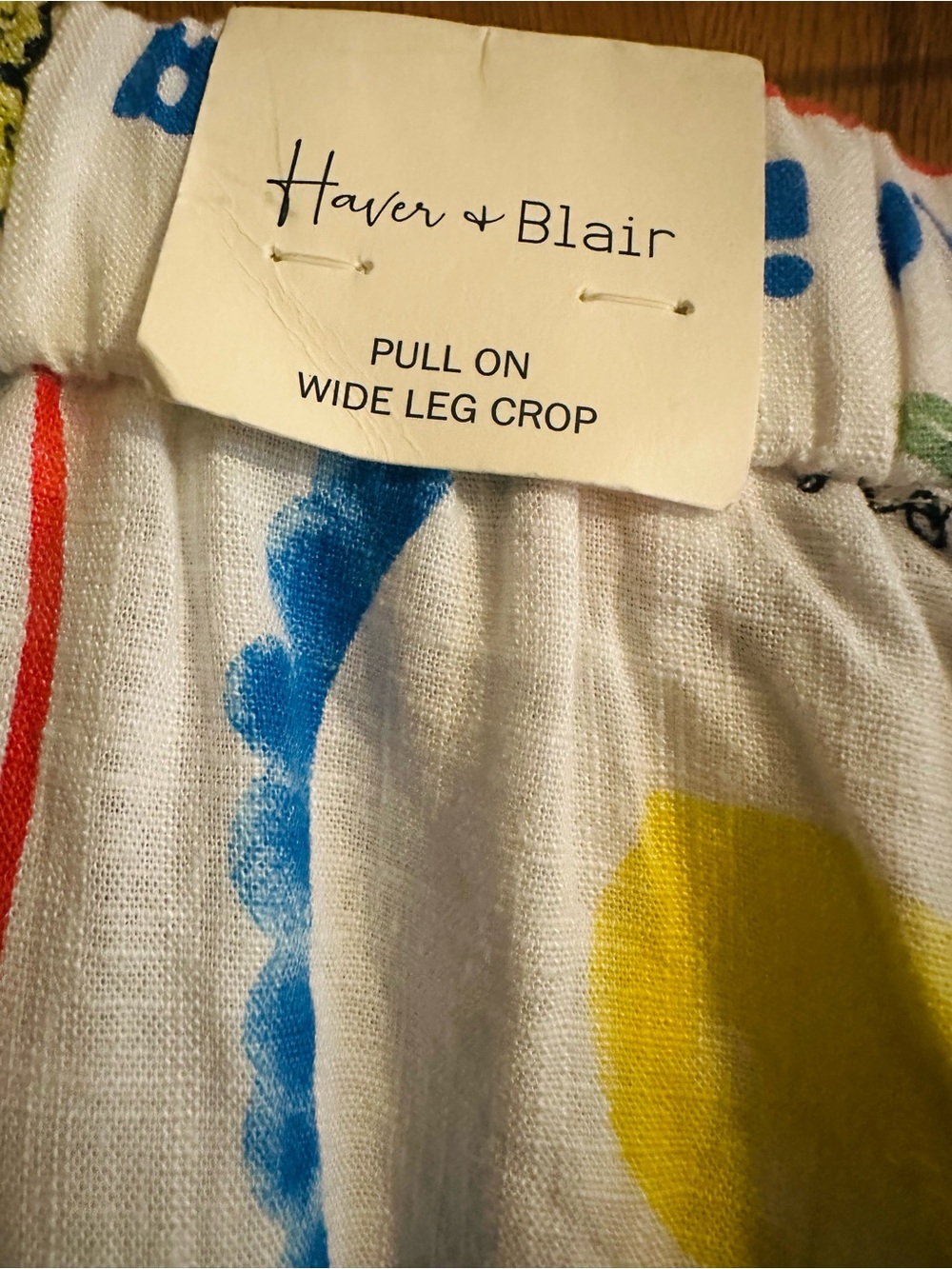 Haver & Blair White Wide-Leg Pants with Lemon Print - Picture 2 of 2